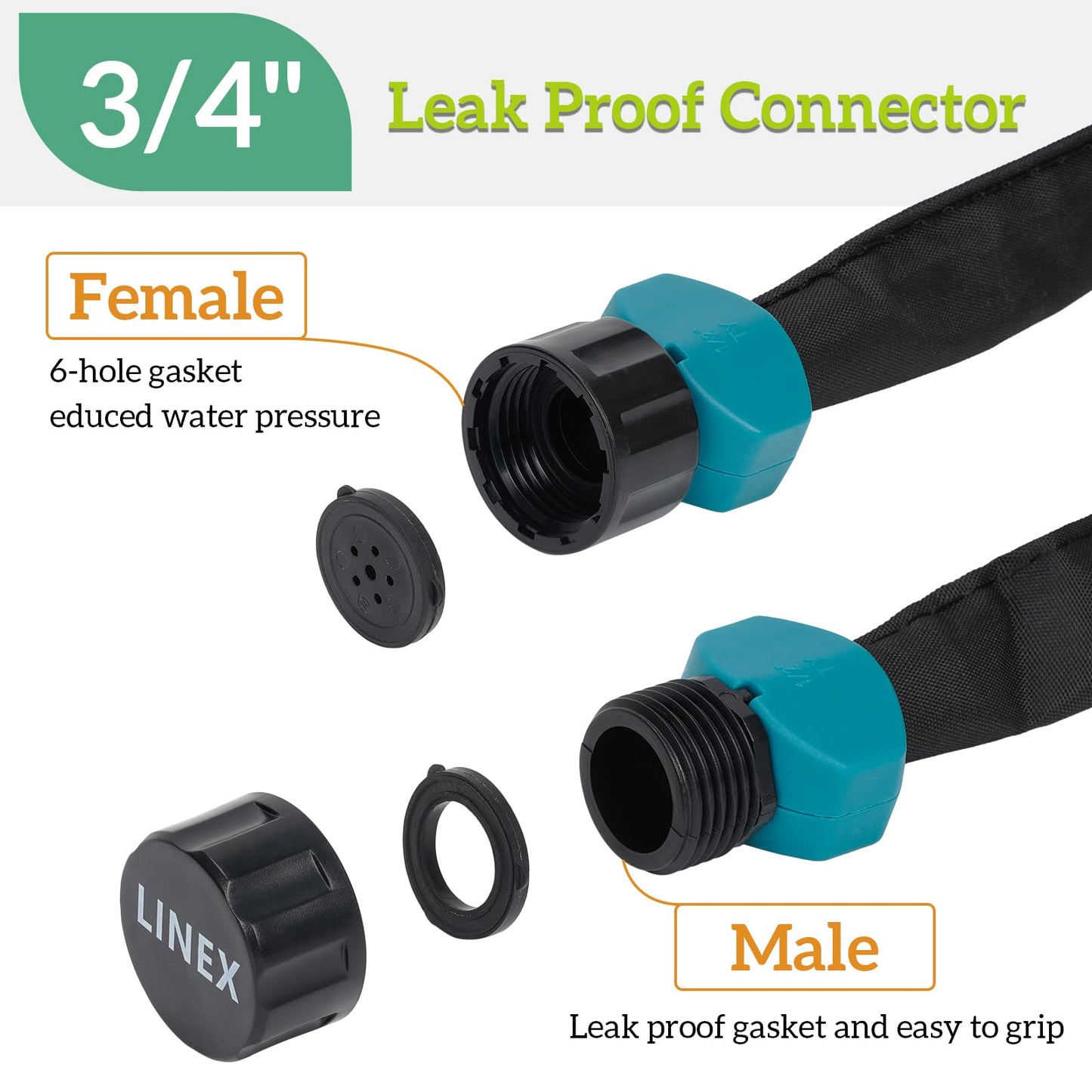 LINEX Garden Flat Soaker Hose 1/2" x 50 ft Drip Hoses Heavy Duty Save 70% Water for Vegetable