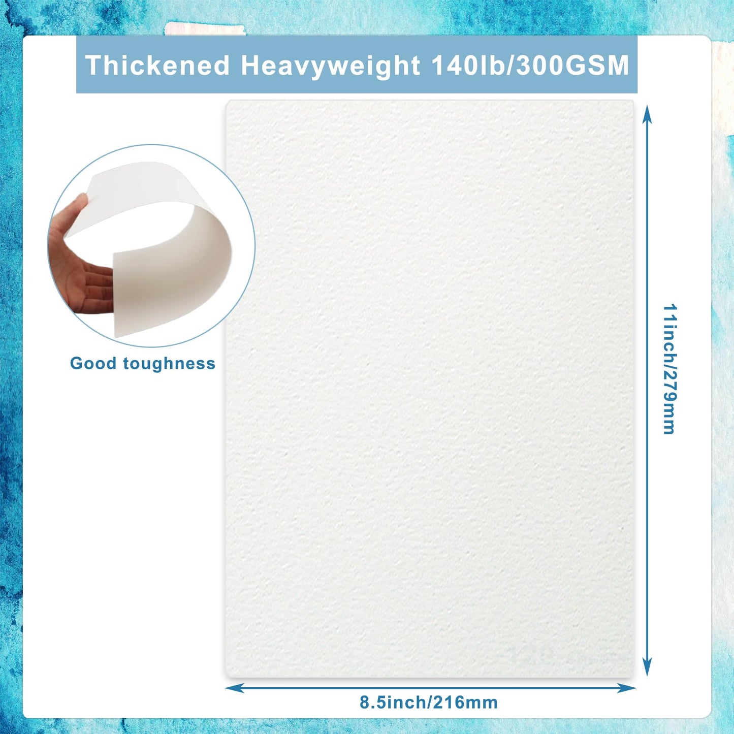 Watercolor Paper, 120 Sheets 140 lb/300 GSM Watercolor Paper Bulk for Artists, Sketch Painting (8.5 x 11 Inch)