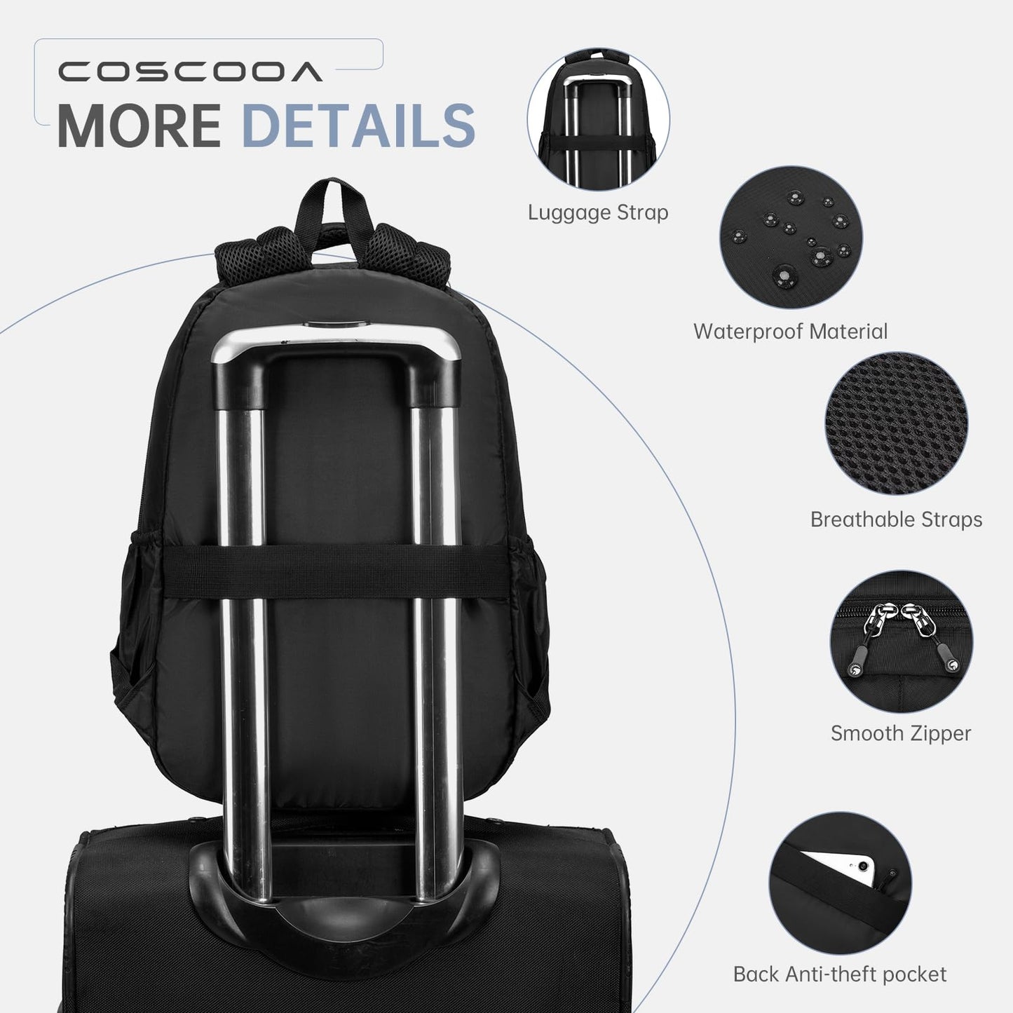 COSCOOA Carry On Travel Backpack 43x33x15 CM,6x13x17 inch Personal Item Bag for Budget Flights in Canada,Underseat Travel Duffel Bag,14 inch Laptop Backpack Flight Approved