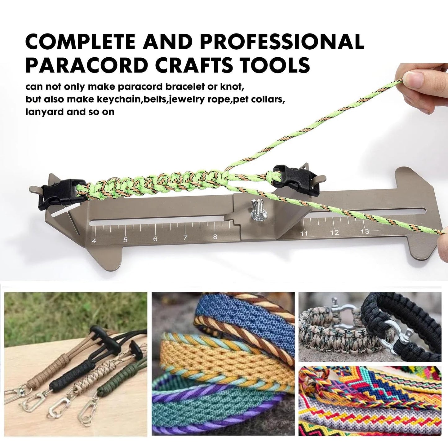 Paracord Jig Tools Bracelet Making Kit Paracord Jig Weaving Tools Accessories Loom DIY Craft Maker with 5 Cords and 6 Buckles with Marlin Spike Kit