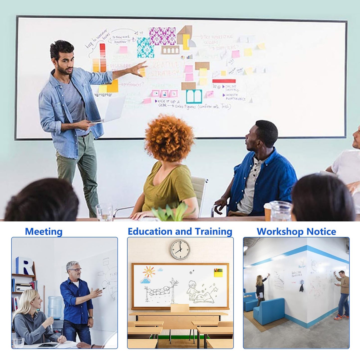 JUMUBOARD Self-Adhesive Dry Erase Whiteboard Sticker, 31.5" x 15.75" (80x40cm) Magnetic Receptive White Board Wall Film, No Ghosting, Easy Write & Clean | Peel & Stick for Office, Home & Classroom