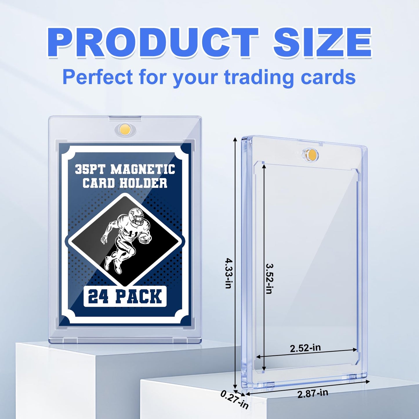35pt Magnetic Card Holder for Trading Cards, 24 Pack Baseball Cards Protectors Hard Plastic for Collectible Sports Cards Acrylic Display Card Cases Fit 2.5x3.5in