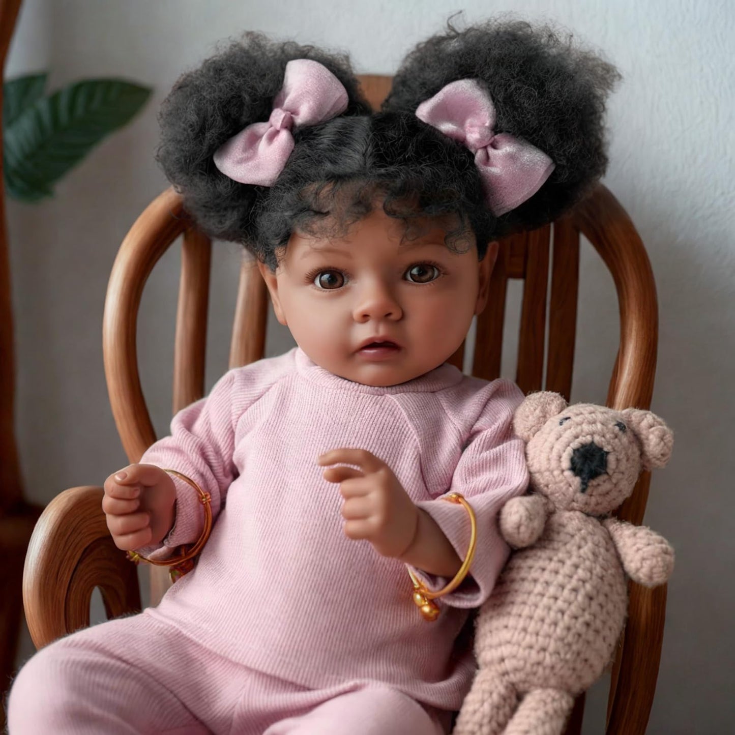 BABESIDE Lifelike Reborn Baby Dolls Daisy Black Girl- 20 Inch Soft Body Realistic-Newborn Handmade Real Life Baby Dolls with Clothes and Toy Gift for Kids Age 3+