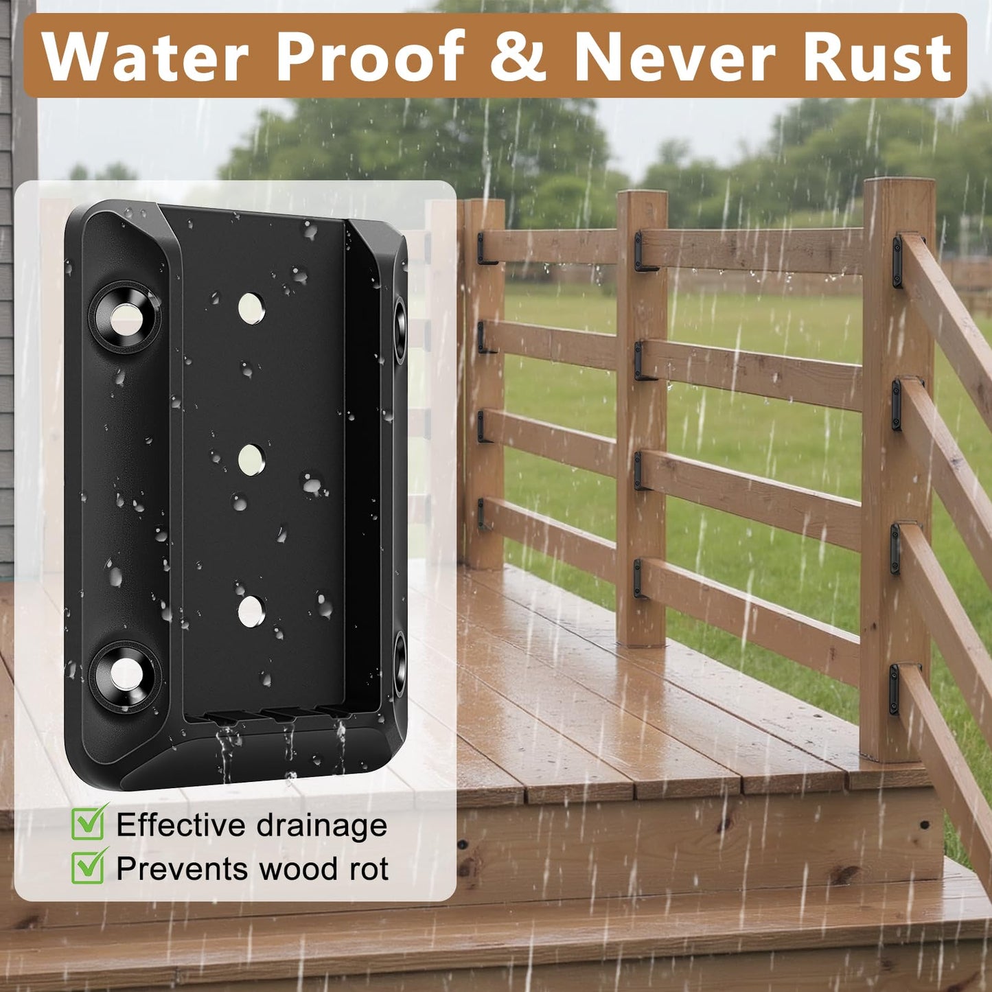 DN Mate 40 PCS Deck Railing Bracket Connectors for 2x4 (Actual 1.5”x3.5”) Wood Deck Railing Post to Handrail, Stair Railing Connectors with Coated Wood Screws,Drill Bit, Fence Railing Brackets
