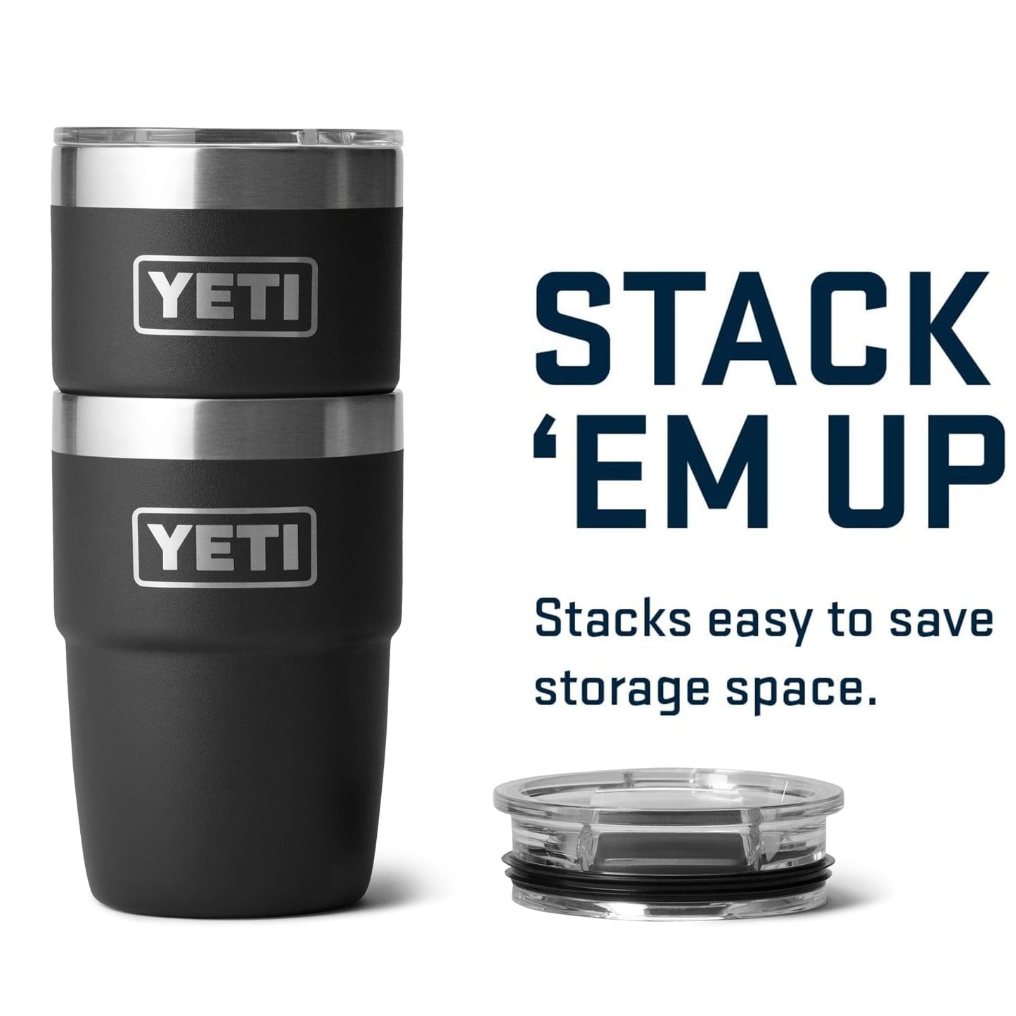YETI Rambler 8 oz Insulated Coffee Mug with Lid - Stackable Double-Wall Vacuum Insulated Coffee Cup - DuraSip Ceramic Lining - Barista-Friendly Design - Stainless Steel - Dishwasher Safe, Black