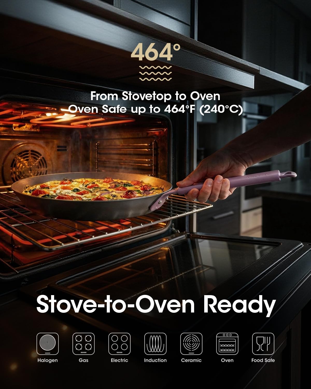 StackBear Carbon Steel Frying Pan 12 Inch, NitrOx™ Nitrided Steel Skillet, Preseasoned Rust Resistant Large Cooking Pan with Ergonomic Handle & Removable Silicone Grip, Induction & Oven Safe