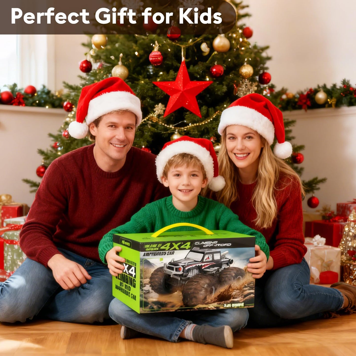 Amphibious Remote Control Car, Waterproof 360°Rotate 4WD RC Monster Trucks,2.4GHz All Terrain Off-Road Pickup Toy,RC Car Pool Toys Remote Control Boat for Gifts for Boys Kids Age 8-12+ (Pink)