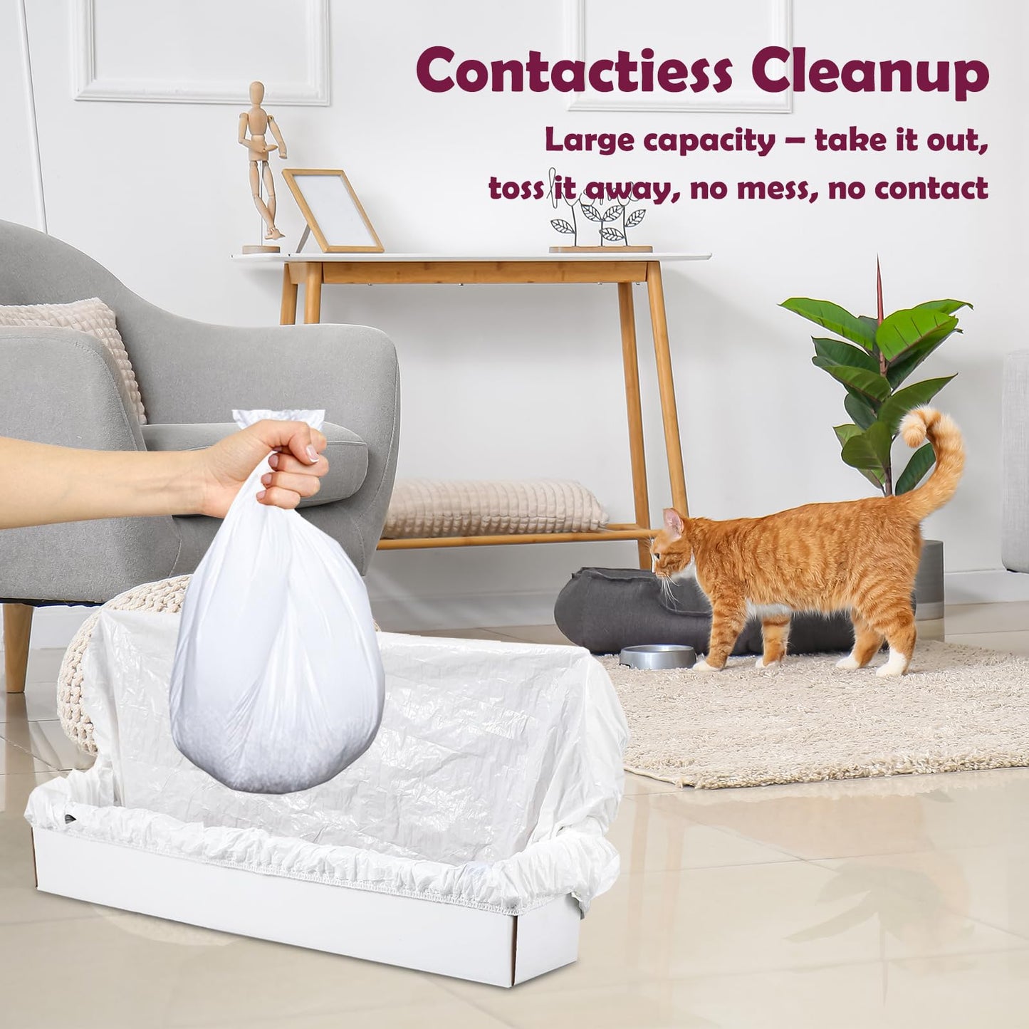 Trash Bags for Popur X5 Litter Box – Thickened, Leakproof Design, 7-Day Odor Control Perfect Fit for Popur X5 Self-Cleaning Cat Litter Boxes -40PCS