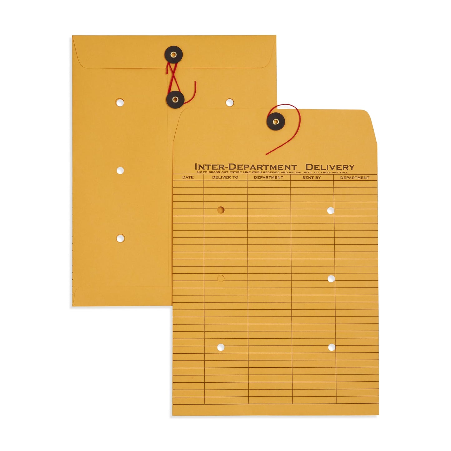 Blue Summit Interoffice Envelopes with String 9x12, String Tie, Brown Kraft, Interdepartment Envelopes, 9 x 12 Inches – 100 Envelopes