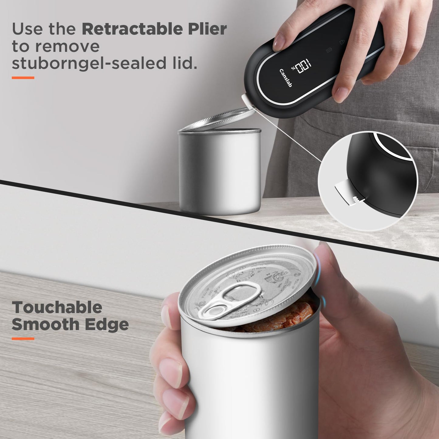 Canslab Turbo Series -Wall Mounted Rechargeable Can Opener, LED Display USB Charging, Auto Stop Electric Can Opener for Kitchen for Senior Arthritis, Smooth Edge, Hands-Free, Professional Grade Blade