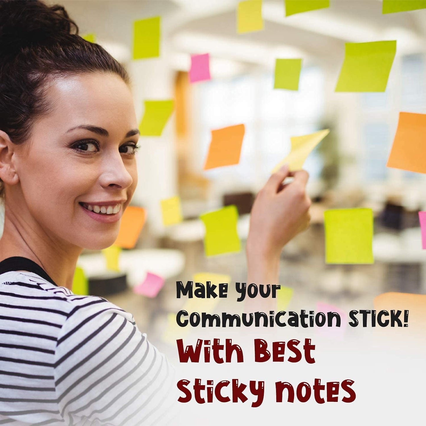 Homolley (24 Pads) Sticky Notes 3x3 in 100 Sheets/Pad, Self-Sticky Note Pads, 6 Bright Colors Super Sticky Pads - Easy to Post for School, Office Supplies, Desk Accessories (24)