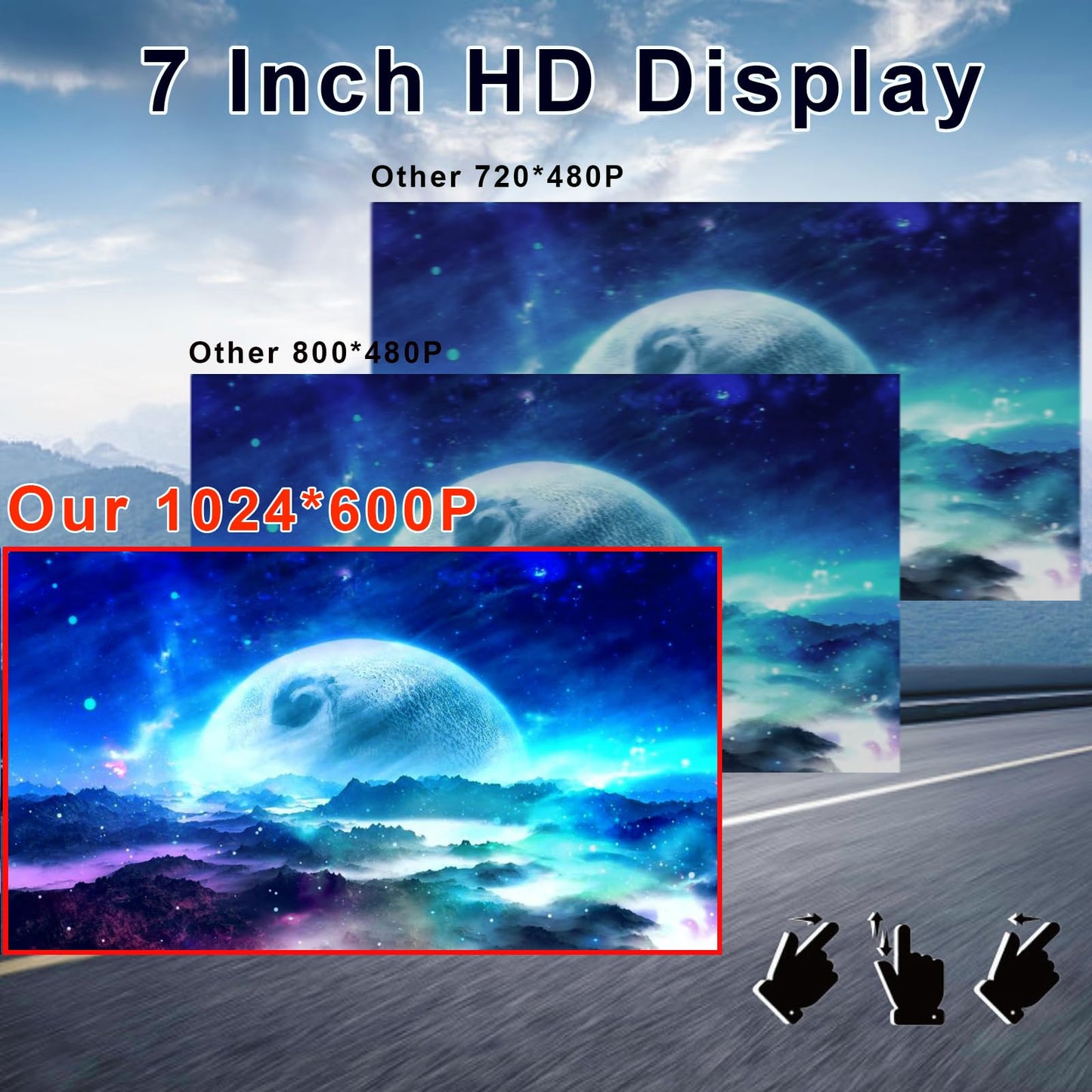 7" Dual Din Wireless Car Stereo with Apple Carplay, Bluetooth FM Car Radio, Car Backup Camera, HD 1024x600 Touchscreen, Mirror Display, Fit Your