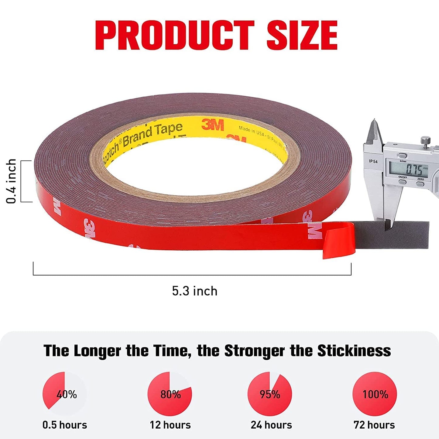 Double Sided Tape Heavy Duty (2 Pack), Waterproof Strong Mounting Adhesive Foam Tape for LED Strip, Walls, Automotive, Home ＆ Office Decor (33FT x 0.4IN)