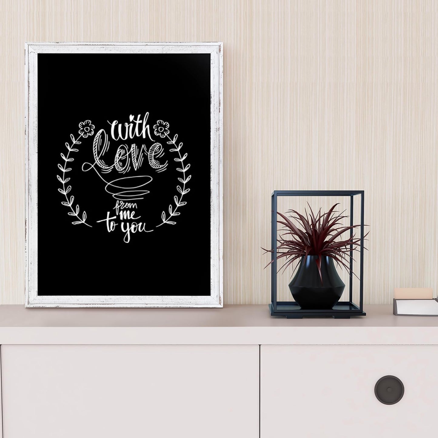 QUEENLINK Chalkboard for Wall, White Framed Chalk Board, 24" x 18" Wall-Mounted Decorative Black Board, Retro Rustic Chalk Writing Board for Restaurant Menu, Kitchen and Dorm Room