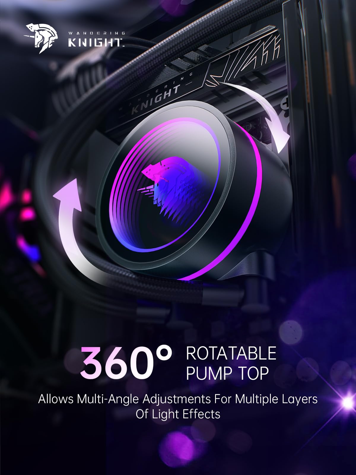 AsiaHorse WK-A360 ARGB All-in-One AIO CPU Liquid Cooler, Wandering Knight 360mm Water Cooling System with Dual High-Performance Pump and 3×120mm PWM Fans for Intel & AMD CPUs (Pure Black)