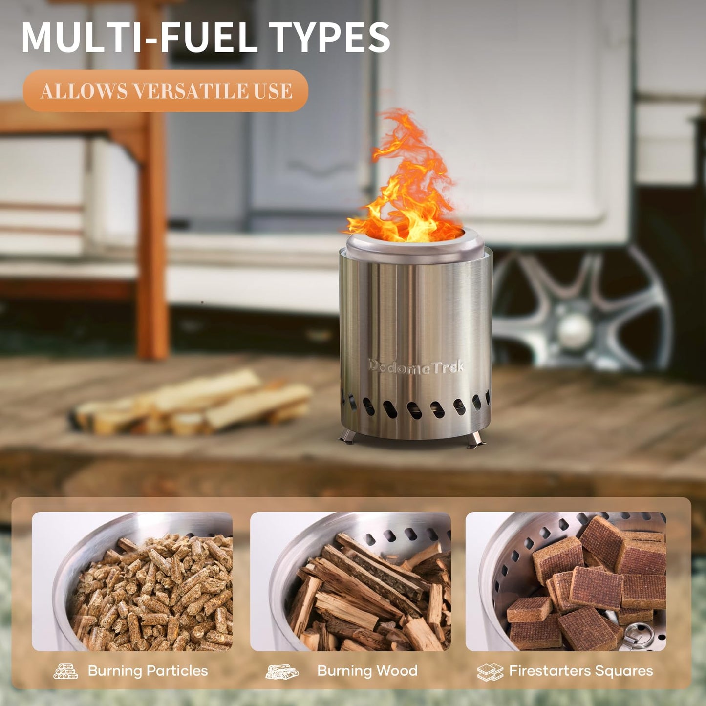 Mini Smokeless Fire Pit, Small Firepit with Stand, Portable Fire Pit 5 Inch Stainless Steel