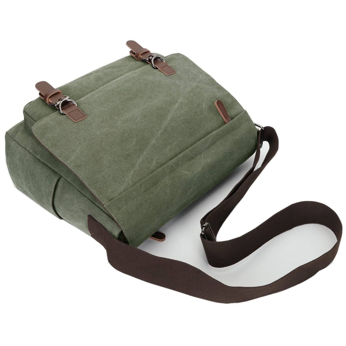 Vintage Messenger Bag 15.6 Inch Laptop for Men Women,Travel Crossbody Shoulder Purse Canvas Briefcase Work Office College (Green)