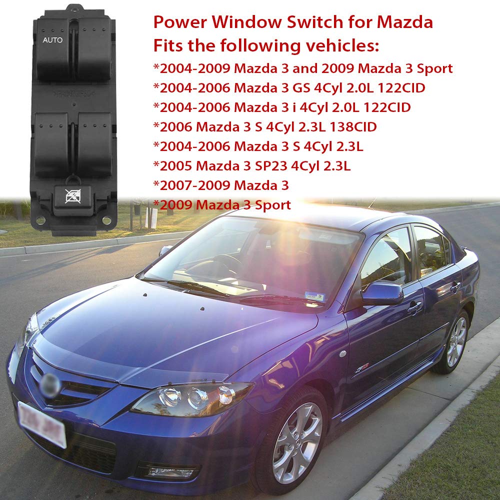 Driver Side Power Window Switch BN8F66350A for 2004-2009 Mazda 3, 2009 Mazda 3 Sport,BN8F66350