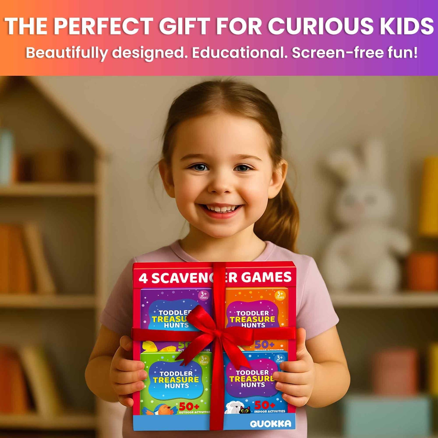 QUOKKA Scavenger Hunt Game for Toddlers 3-5 - 200 Toddler Activities Outdoor Indoor Cards Game Set - Fun Educational Play for Preschool Boys and Girls and Early Development