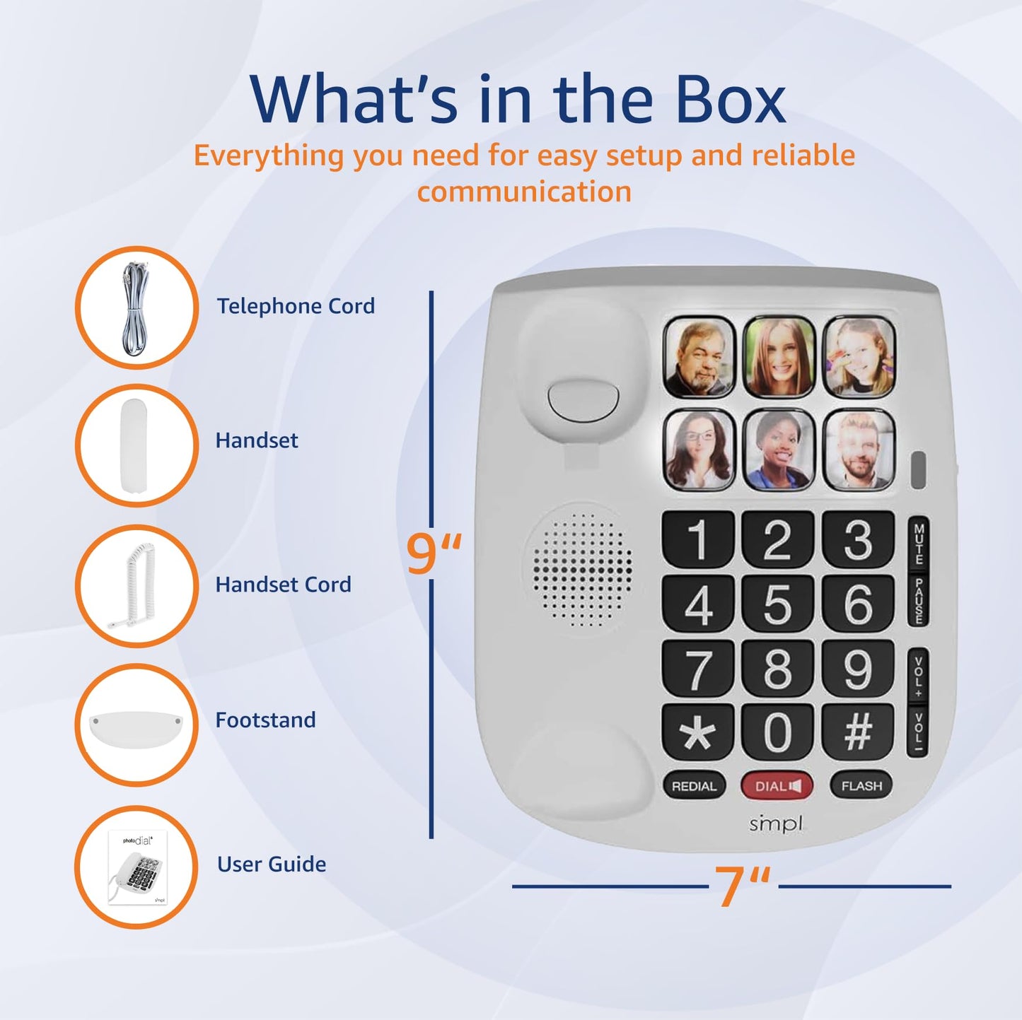 SMPL Landline Photo Memory Big Button Phone for Seniors - One-Touch Dialing, Large Buttons, Amplify by Call, Alzheimer's, Dementia - Ideal Phone for Seniors (Model 56010)