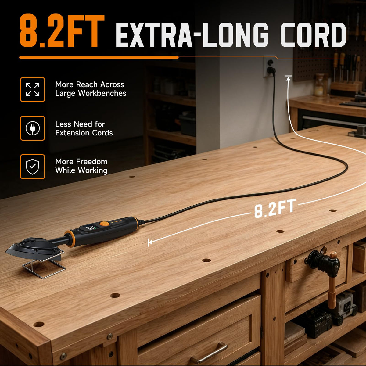 THARREX Digital Edge Banding Iron with LCD Screen | Extra-Long 8.2 ft Cord | Adjustable Temperature for Woodworking, Veneer & Crafts, RC Hobbies