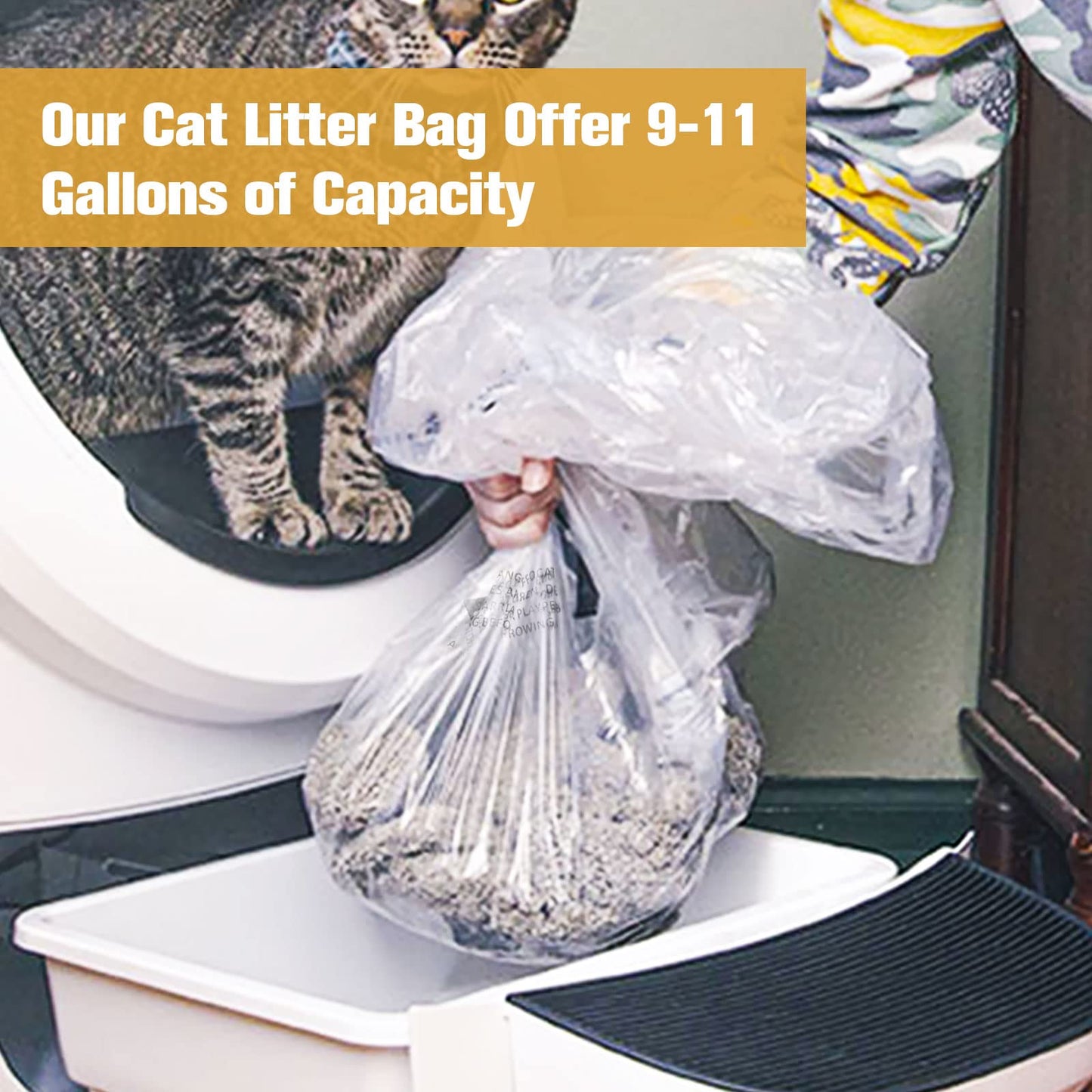 Ligebul 100 Pack Waste Drawer Liners for Litter R-obot 3&4, Cat Litter Automatic robot Liner Bags Litter Box Liner Cat Litter Bags Liners Replacement, 9-11 Gallons