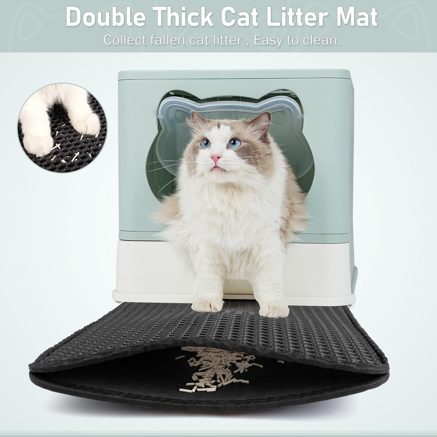 HelloMiao Fully Enclosed Cat Litter Box with Lid, Foldable Extra Large Cat Toilet, Drawer Type Cat Litter Tray with Plastic Scoop, Suitable for Cats Under 17.6Ib(8kg)