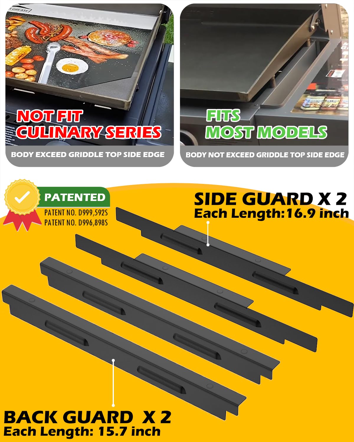 Upgraded Magnetic Wind Guards for Blackstone 36'' Griddle, Blackstone Griddle Accessories, Protect Flame, Hold Heat, Save Gas, Fit with Blackstone Grill Accessories, Black, Stainless Steel