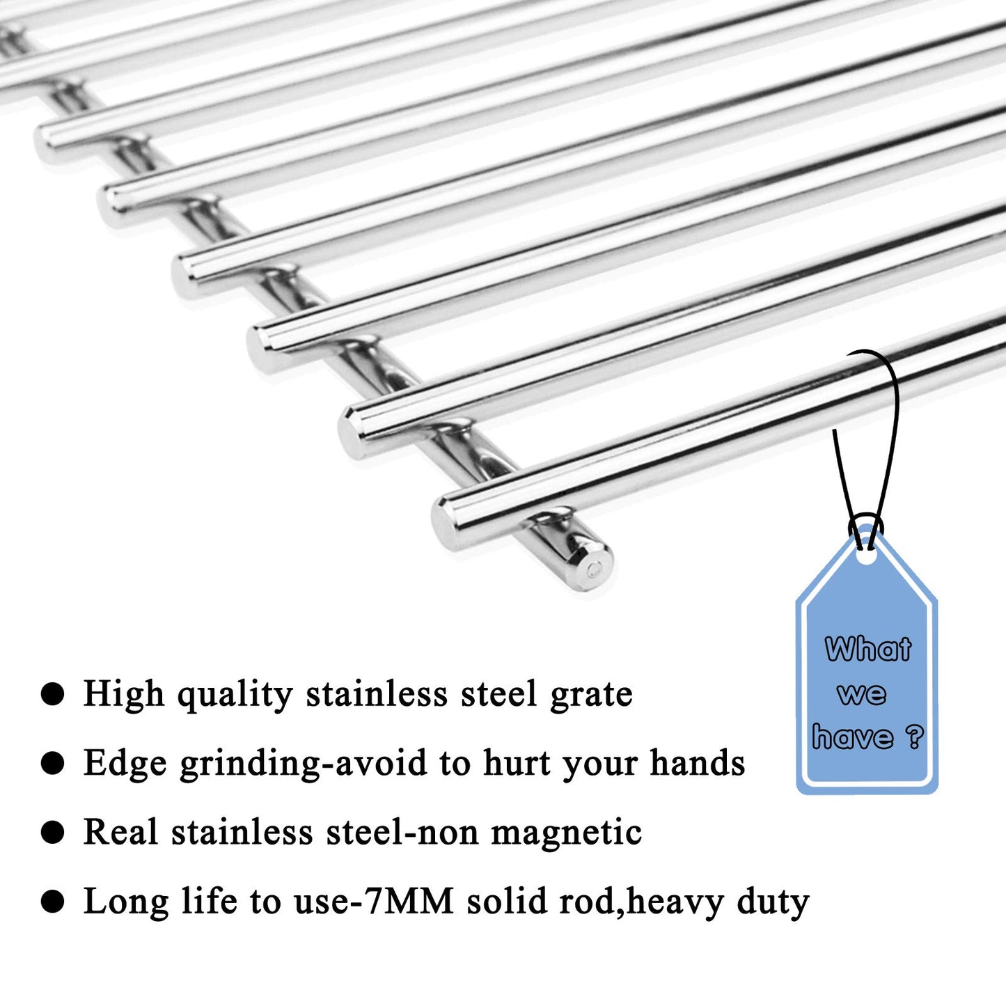 Bar.b.q.s 17" x 25" BBQ Stainless Steel Cooking Grates Parts Models for Charbroil 463250509, 463250510, Great Outdoors, Grill Chef, Thermos 461262409, Vermont Castings, Grill Master, Kenmore Grill