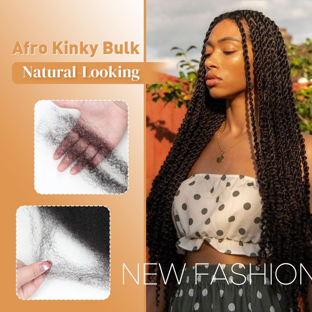 14 Inch Afro Kinkys Bulk Human Hair For Twist,100% Human Hair 4C Kinky-Curly for Dreadlocks, Loc Repair, Braiding Hair(Natural Black, 50 Gram)