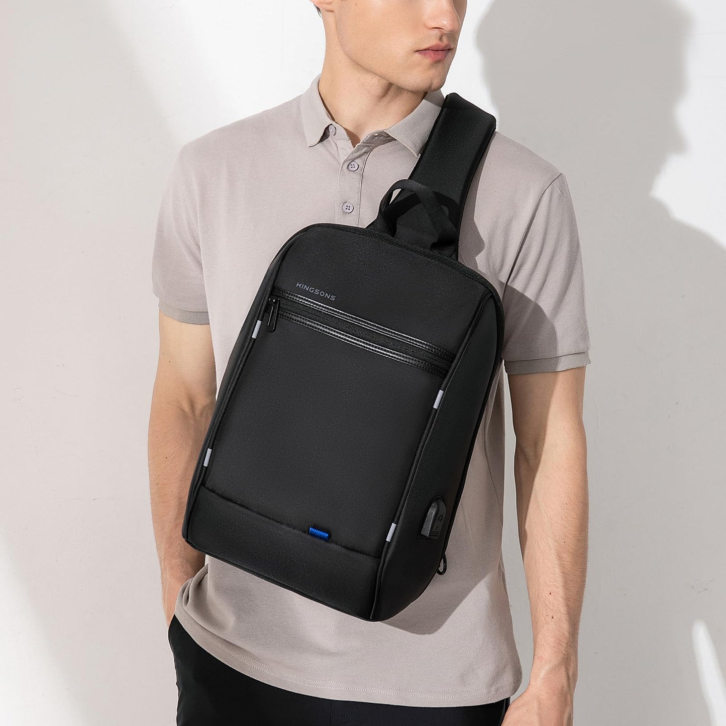 Laptop Sling Backpack,Slim Anti Theft Single Shoulder 13-Inch Laptop Backpack Waterproof Coss-body Sling Bag with USB Charging Port