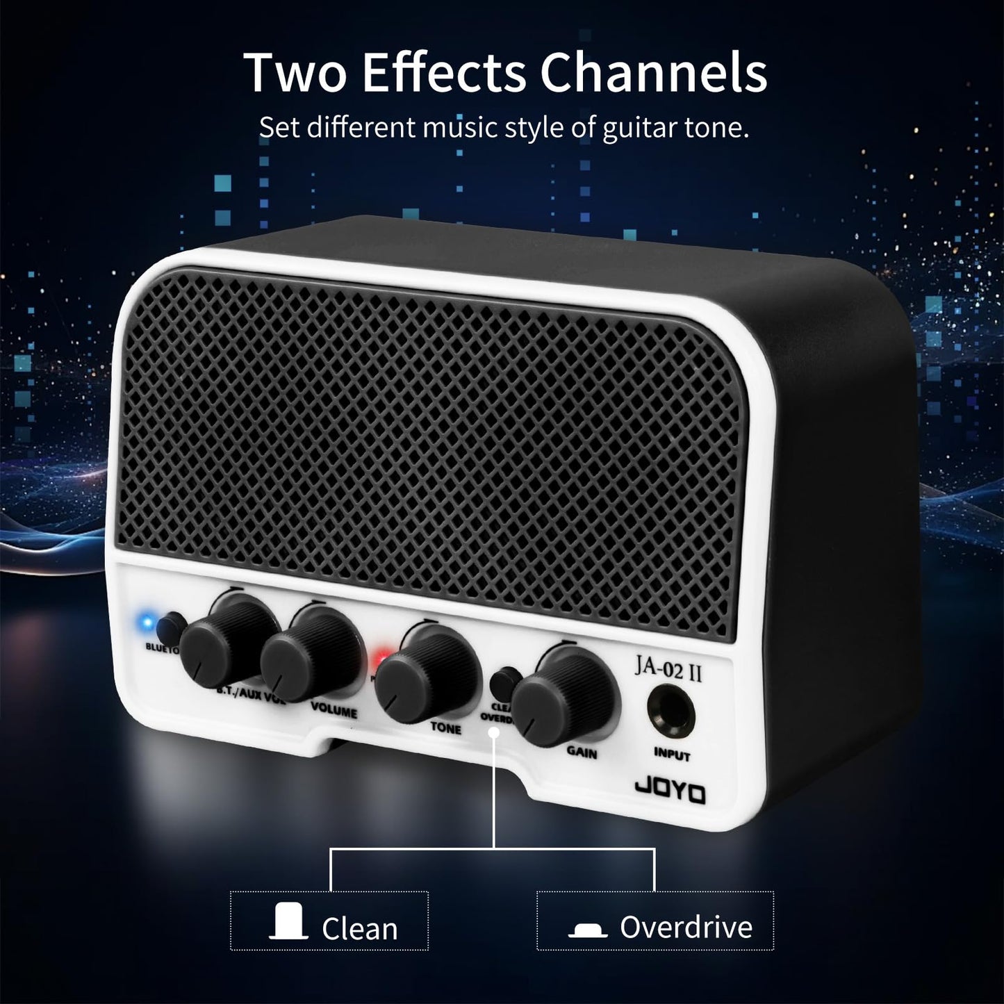 JOYO Mini Guitar Amplifier 5W Electric Guitar Amp Small Practice Guitar Amp with Bluetooth Clean & Overdrive Channels Portable Rechargeable (JA-02 II Black)