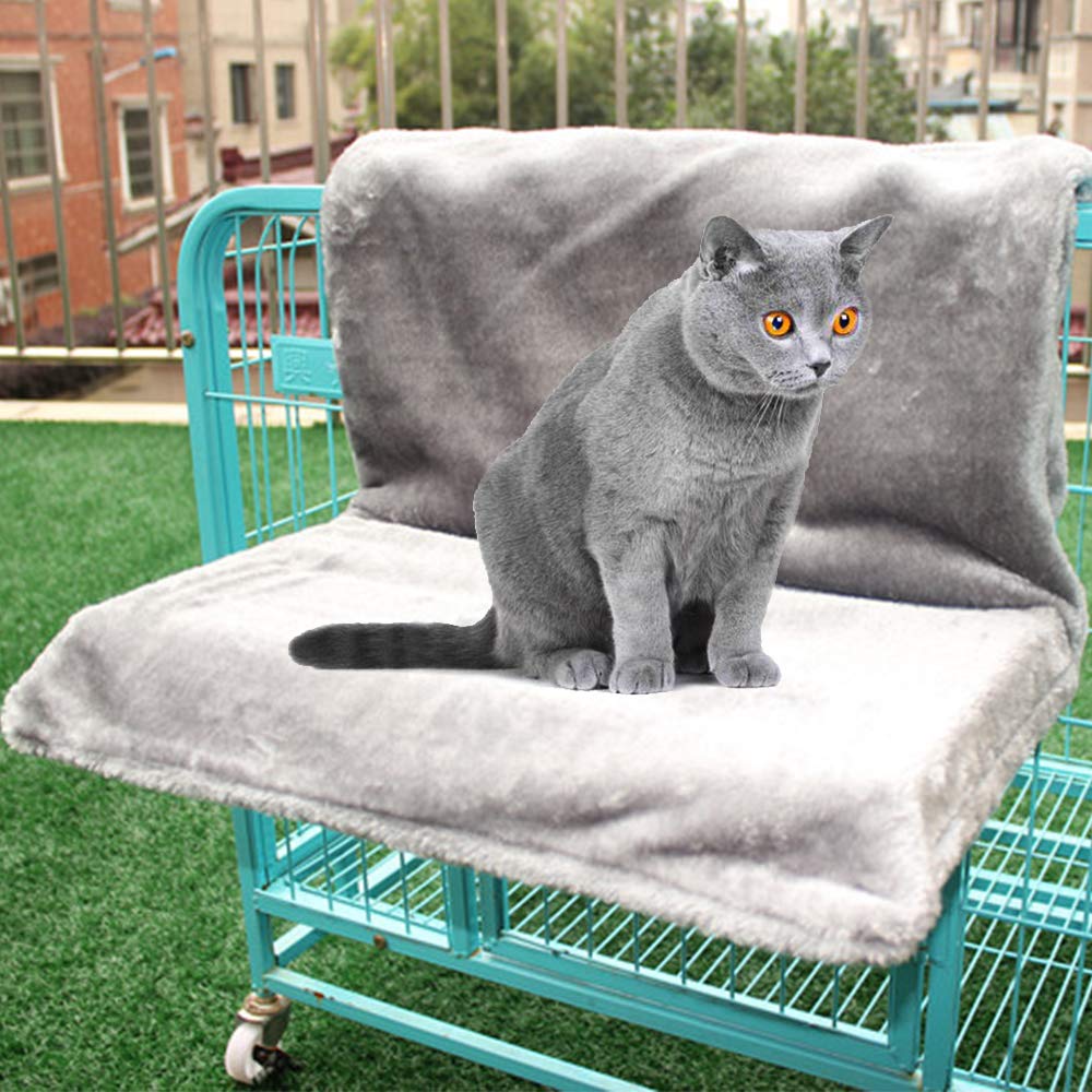Calitch Cat Hammock Bed, Pet Radiator Bed Strong Hanging Cat Hammock Plush Holds Up 5KG, Strong and Durable Metal Frame Shelf Folds Easily, for Pet Kitten Puppy Small Dogs (Grey)
