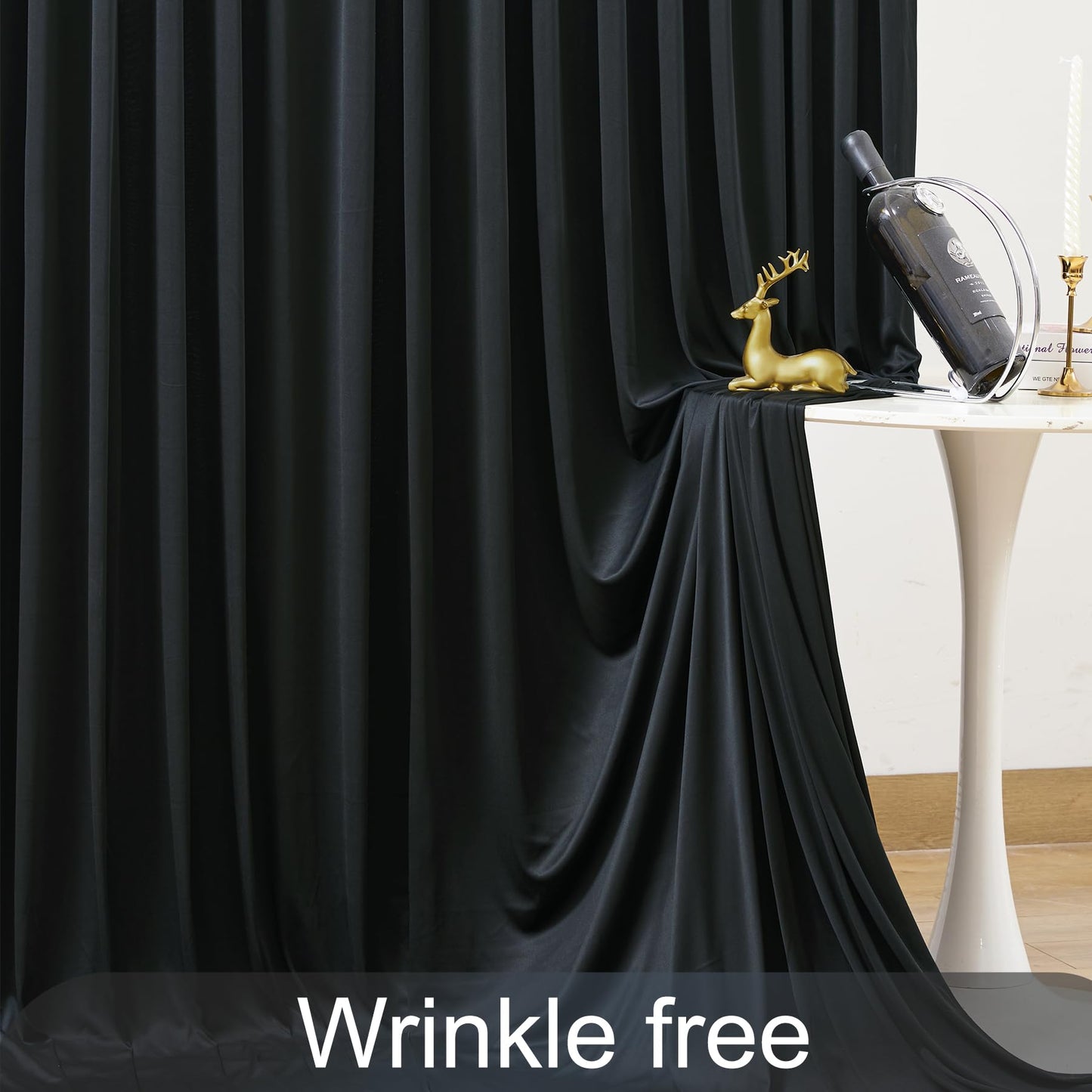 6 Panels Black Backdrop Curtain for Parties Wrinkle Free Black Photo Curtains Backdrop Drapes Fabric Decoration for Birthday Party Wedding 30ft(W) x 10ft(H)