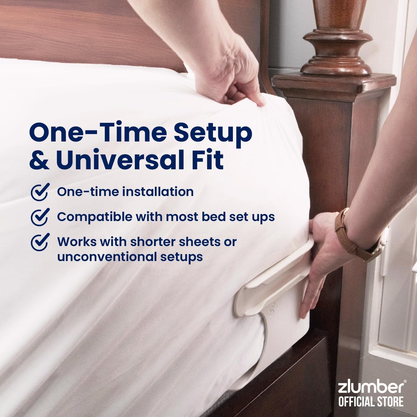 ZlumberLock Bed Sheet Holder - Sheet Holders for Corners with Heavy-Duty Mattress Straps - Fitted Sheet Holder, Universal Fit, Easy One-Time Installation
