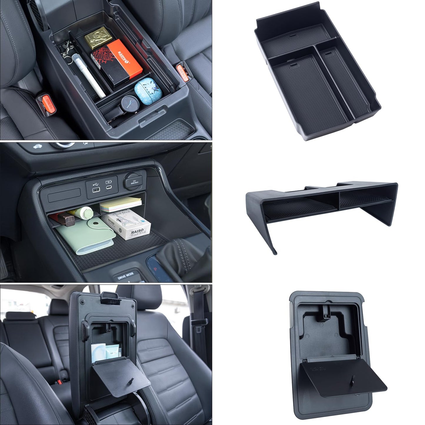 PIMCAR 3-Piece Center Console Organizer Set for 2023-2025 2026 Honda CR-V & CR-V Hybrid - Custom Fit Armrest Tray, Console Tray and Hidden Storage Box, Durable ABS Car Accessories