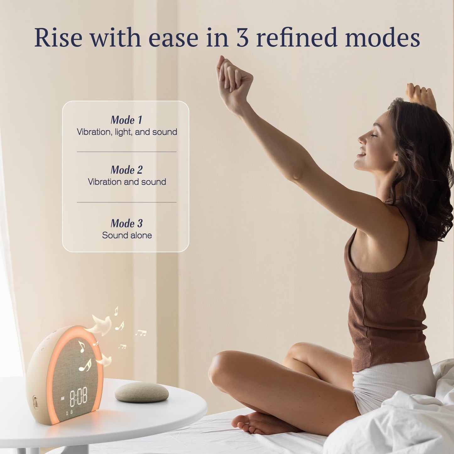 ANJANK Loud Alarm Clock with Wireless Bed Shaker, Vibrating Dual Alarm with Light Wake Up for Heavy Sleepers & Hearing Impaired, 9-Color Night Light, 8 Sounds, 0-100% Dimmer, USB Charger, Bedroom