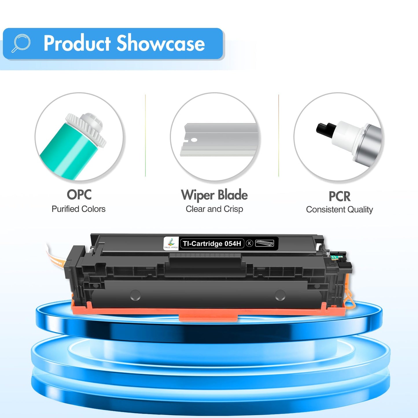 TRUE IMAGE Compatible 054 054H Toner Cartridge Replacement for Canon 054 054H Toner for Canon Color ImageCLASS MF644Cdw MF642Cdw LBP622Cdw MF641Cw Printer Toner (Black Cyan Magenta Yellow, 4-Pack)