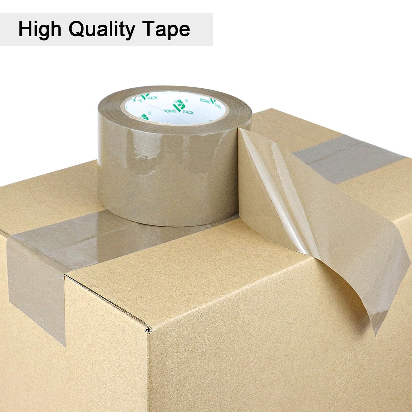 BOMEI PACK 3 inch Brown Packing Tape, 6 Refills Rolls Wide Packaging Tape for Moving, Shipping and Storage, 2.4 Mil x 110 Yards
