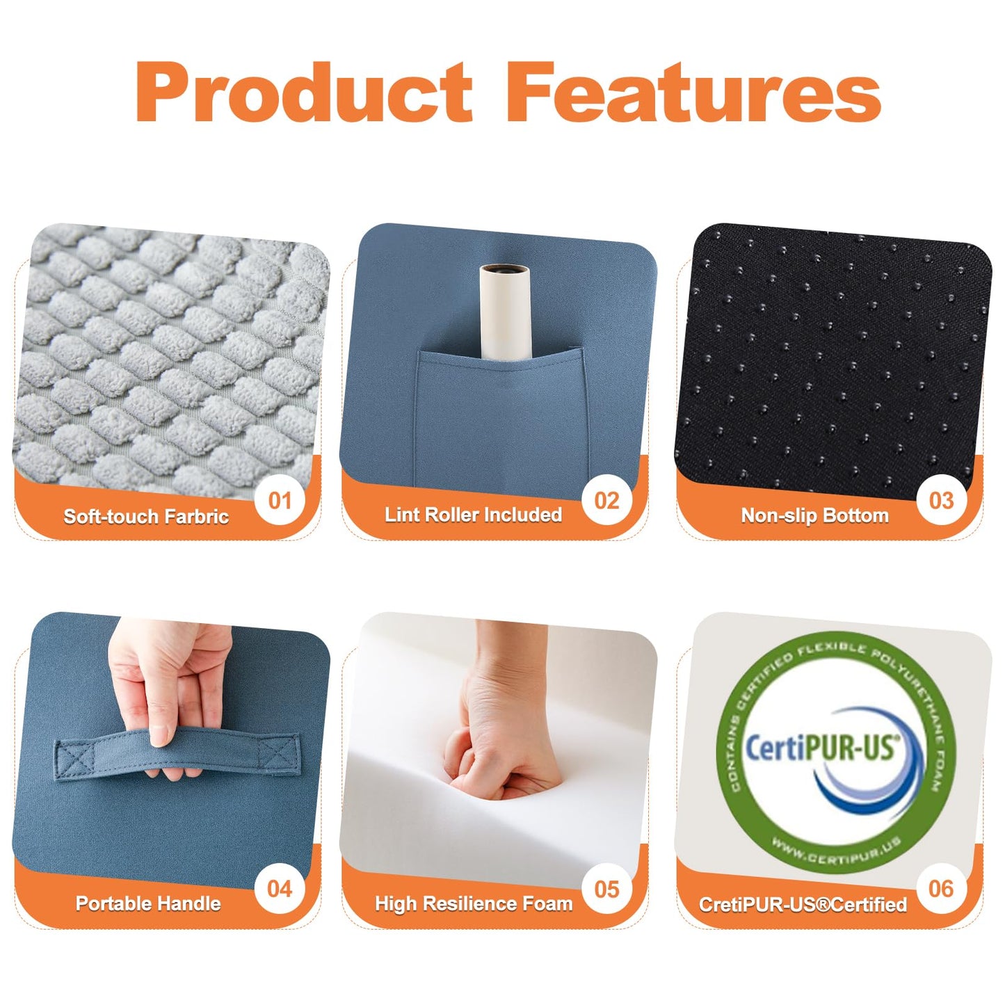 POCBLUE Dog Stairs for Small Dogs and Cats 17.7" H, 4-Step Pet Step for High Bed or Couch, Non-Slip Balanced Pet Ramp Indoor with High-Density Foam and Washable Cover, Grey