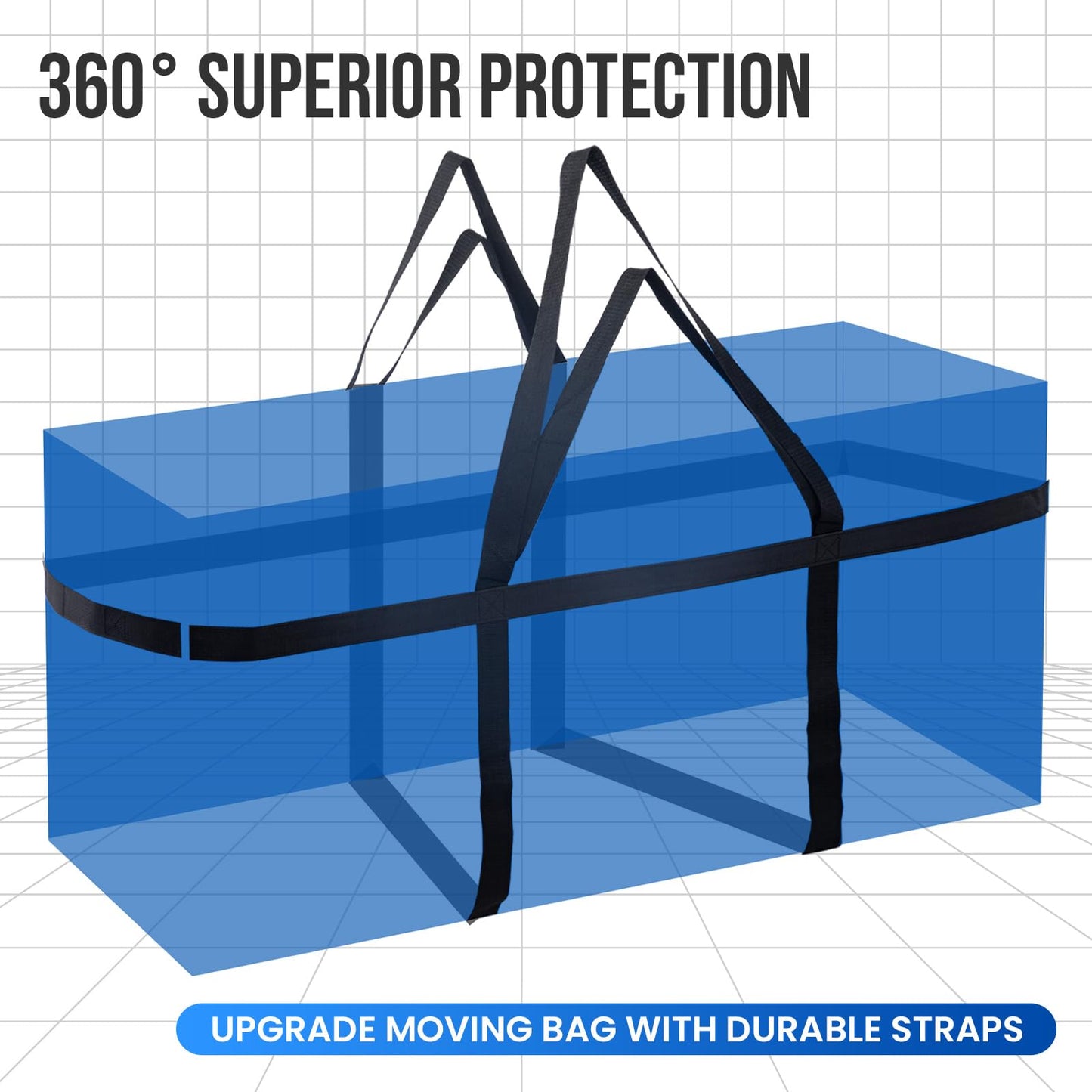 TAILI 69 Gallon Extra Large Storage Bags, XXL Blue Heavy Duty Moving Bags for Storage with Visible Window, Wrap Around Handles, Totes for Space Saving, Alternative to Moving Boxes (2 Pack)