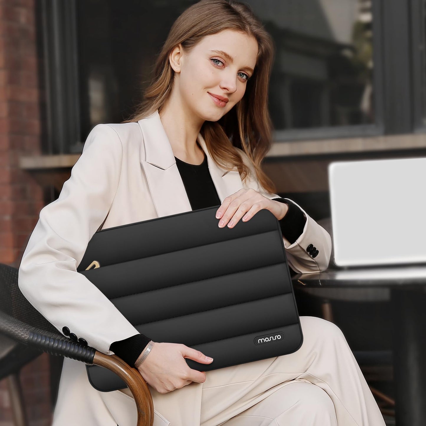 MOSISO Laptop Case 13.3 inch, 13-13.3 inch Puffy Laptop Sleeve Compatible with MacBook Air 13.6 M5 M4 M3 M2 M1/Neo/Pro 13/14, HP Dell ASUS Lenovo,Polyester Horizontal Bag with Small Case, Black