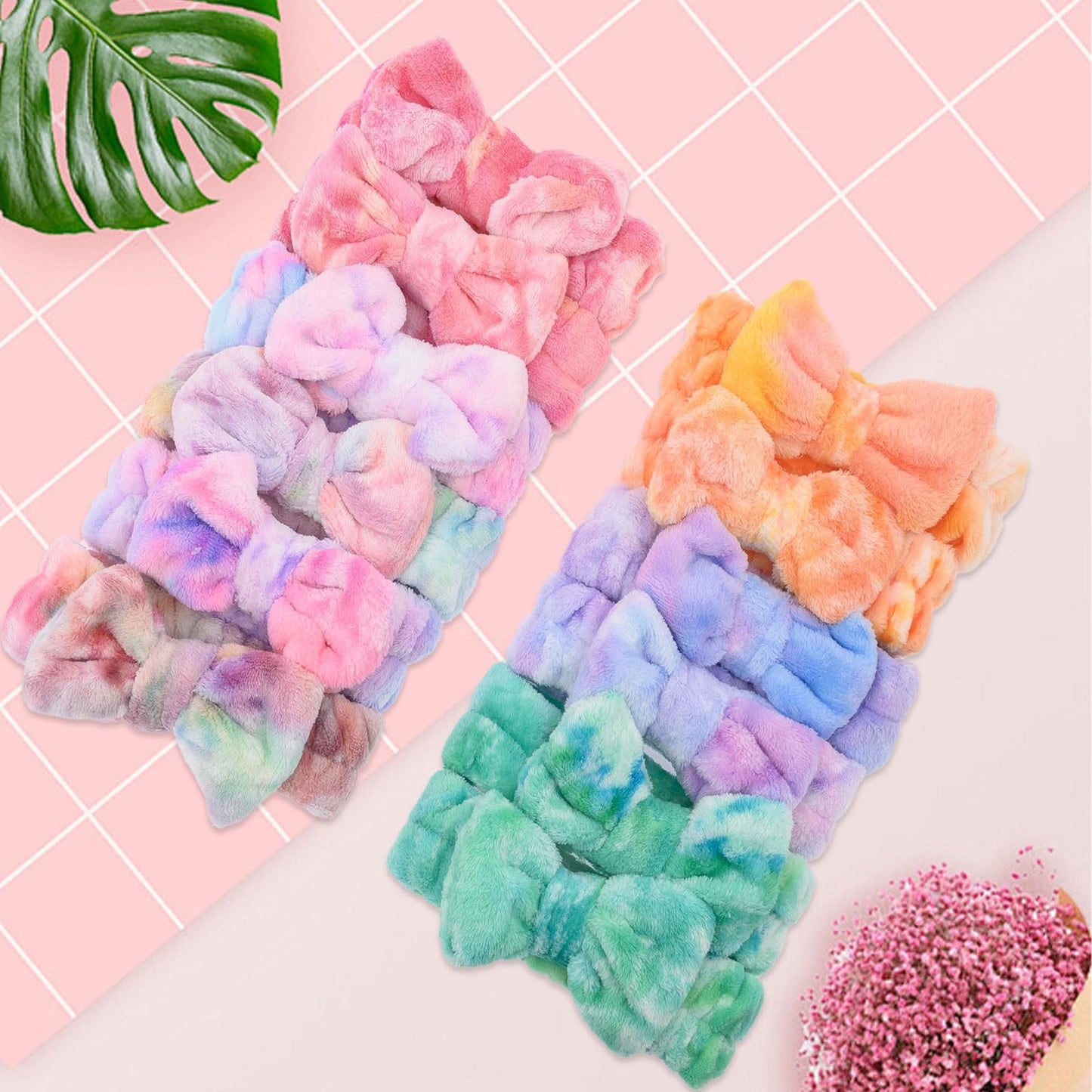 24 Pcs Sleepover Party Favors for Teenager Girl, Spa Headband for Washing Face Bow Makeup Headbands, Plush Sleep Eye Mask for Single Women Spa Pajama Party