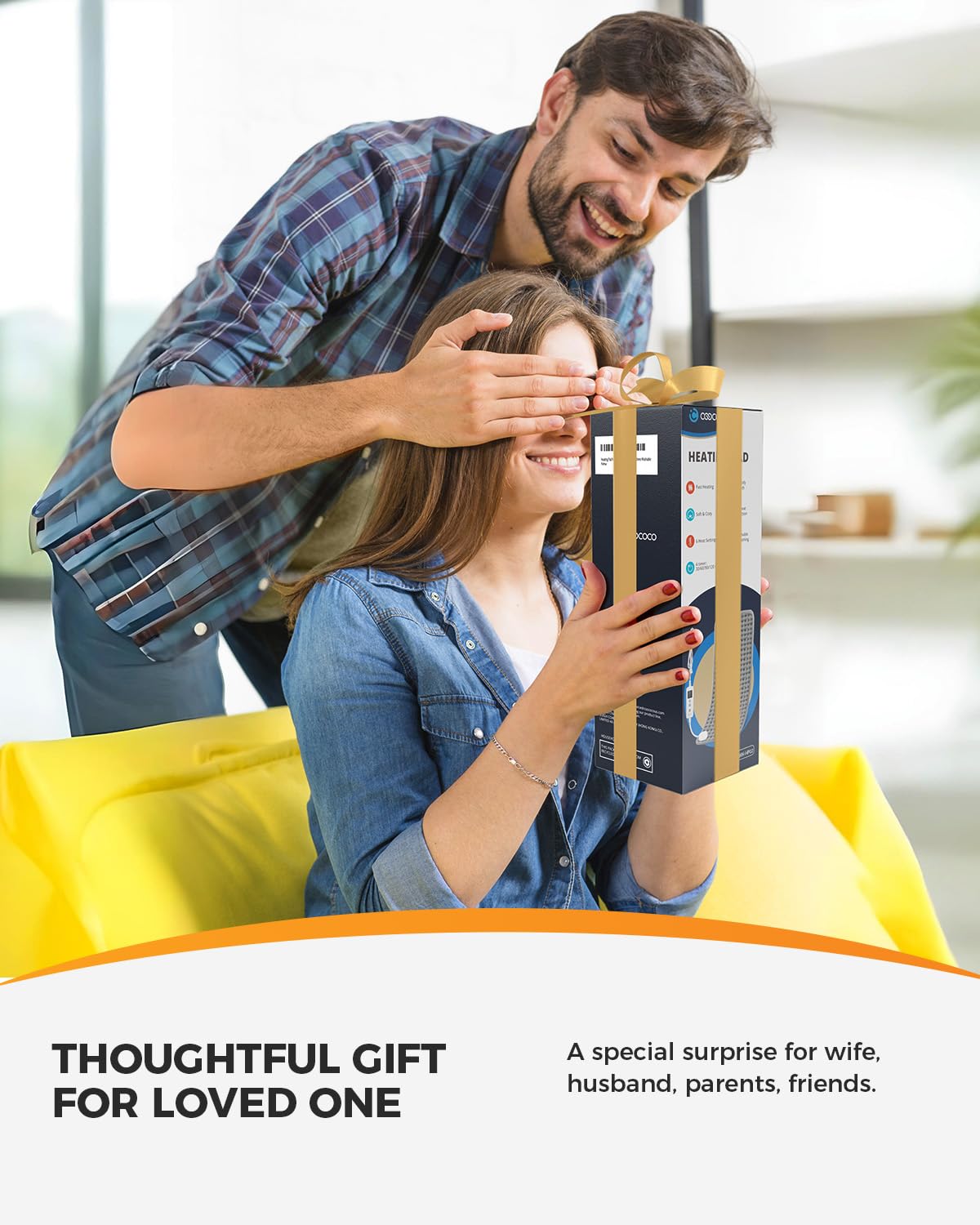 30×60cm Heating Pad for Back, Heat Pad, Fathers Day Birthday Gifts, CooCoCo Heated Pad for Period Cramps, 6 Heat Settings, Auto Off, Moist Heat, Gifts for Women Mom