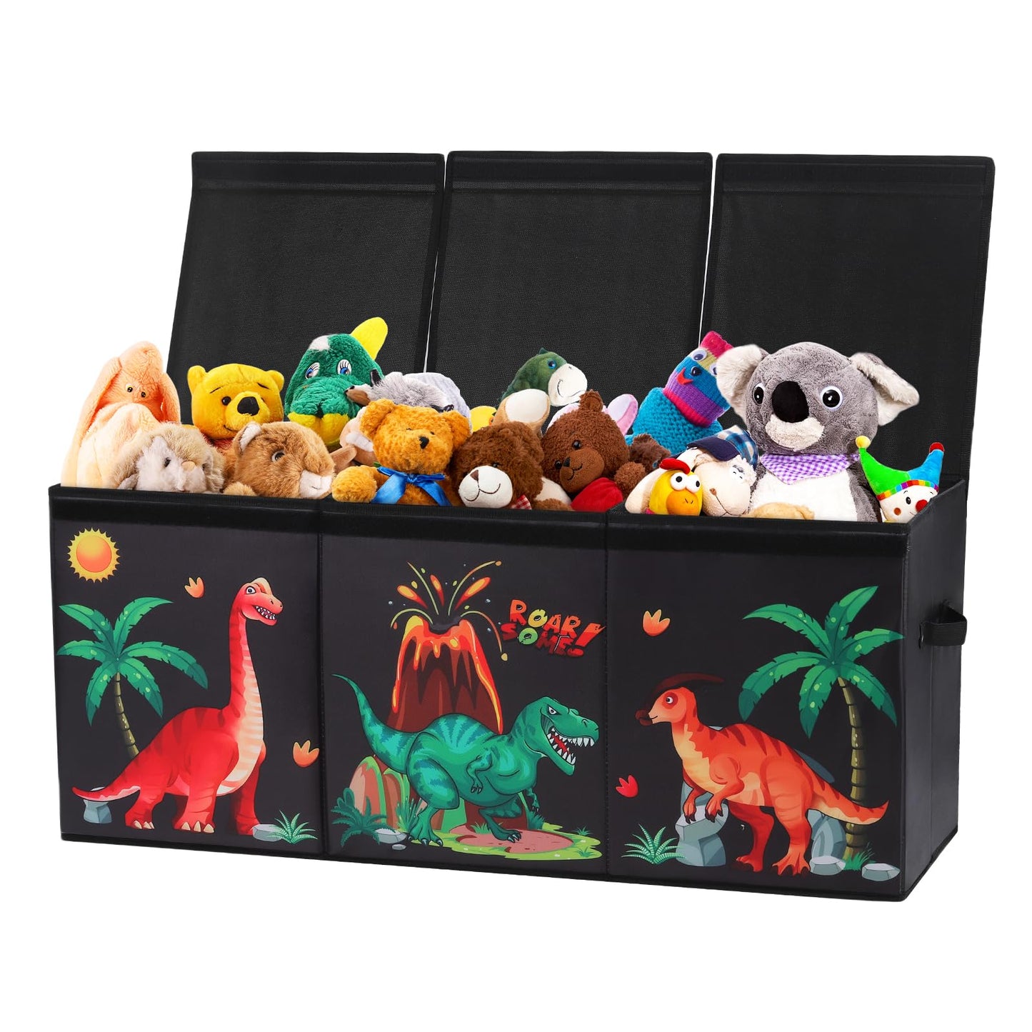 Extra Large Storage Box with Flip Lid,Collapsible Oxford Storage Organizer with Handles,Sturdy Waterproof Storage Chest for Bedroom,37.7×12.5×15.7''（Dinosaur）