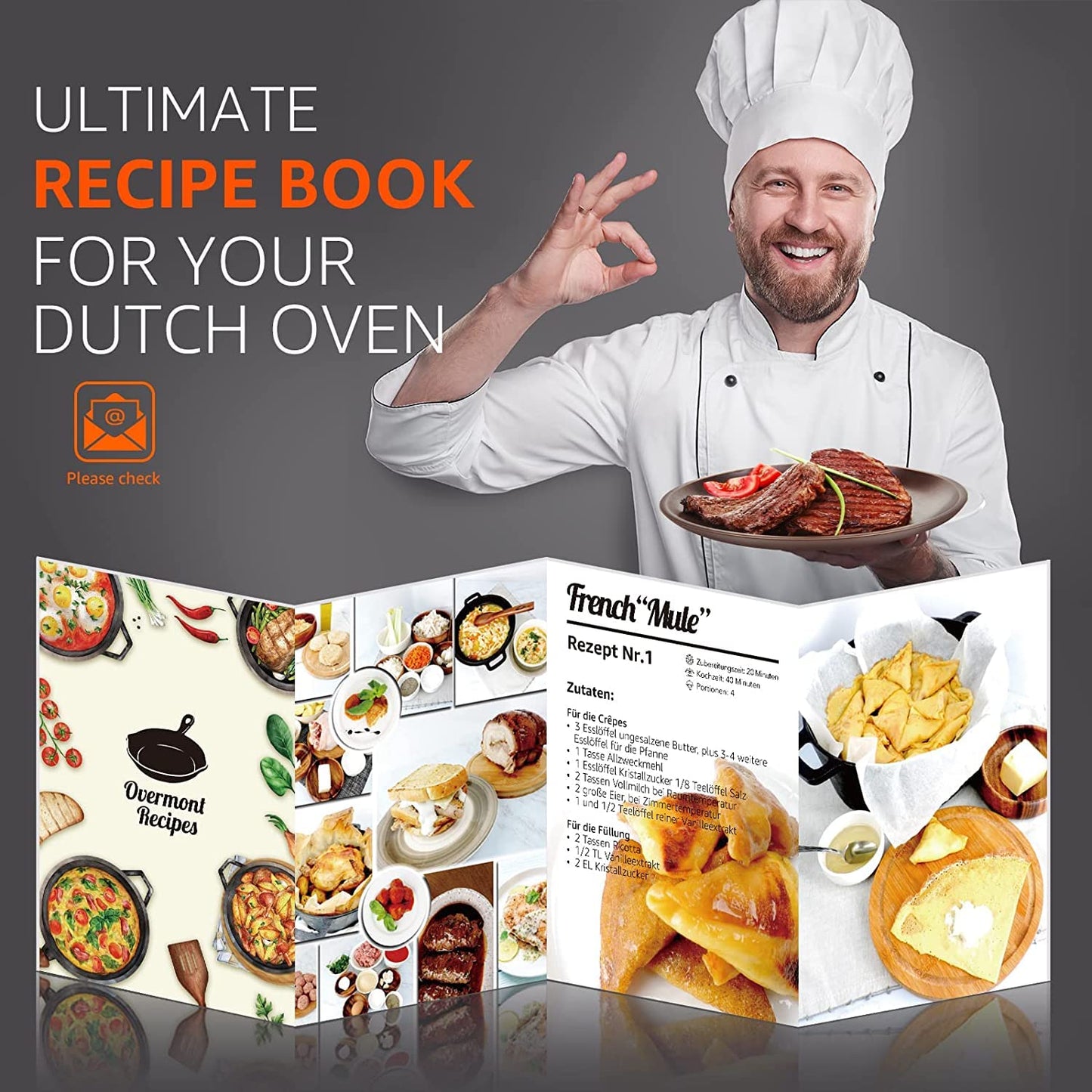 Overmont 2-in-1 Cast Iron Dutch Oven - 3.2QT Deep Pot with Frying Pan Lid & Recipe, Pre-seasoned Multi Cooker Skillet Suitable for Grill, Baking, Induction, Stovetop