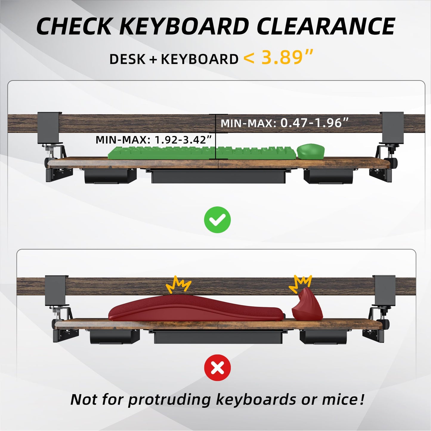 ETHU Under Desk Keyboard Tray, Pull Out Keyboard Tray with C Clamp, 26.8"x11.8" Computer Drawer for Typing, Perfect for Home or Office (Walnut)