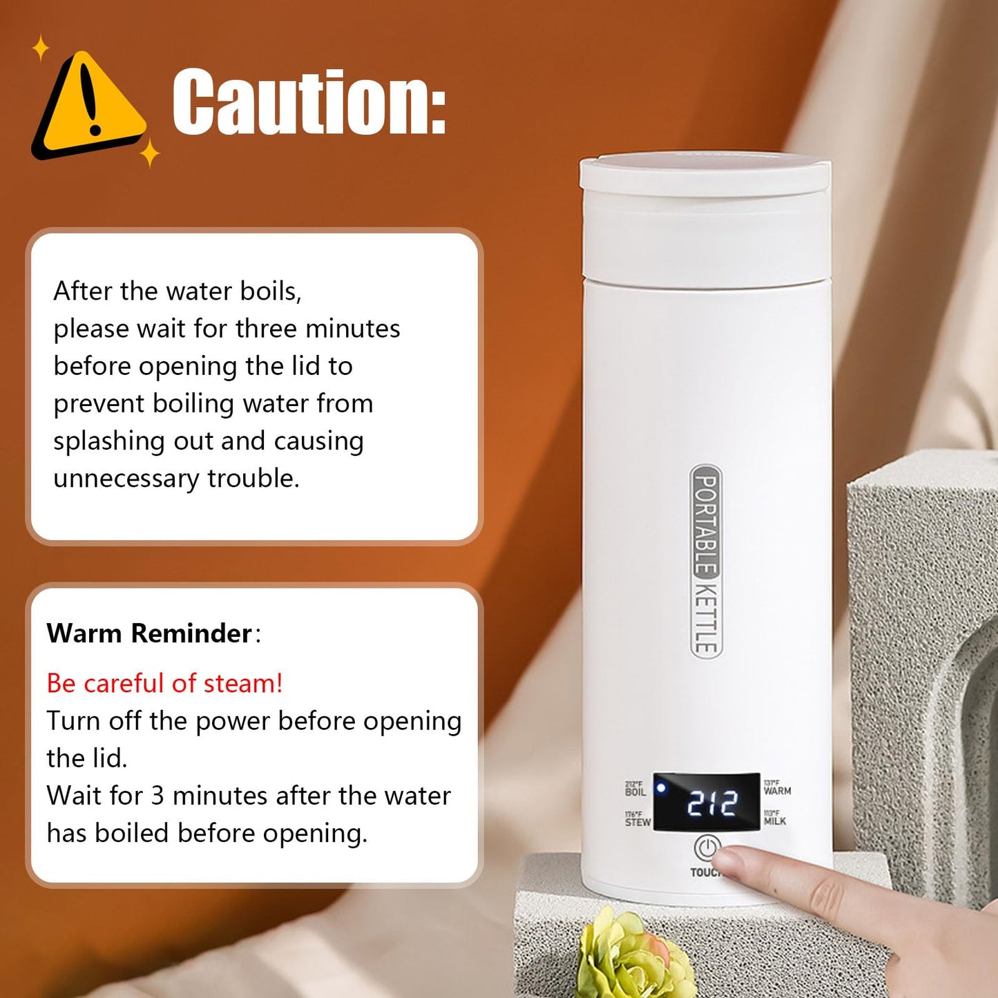Portable Electric Kettle, Electric Travel Kettle With 4 Smart Tempe Preset, Mini Tea Kettle Leakproof Coffee Kettle with Clean Brush and Auto Shut-Off