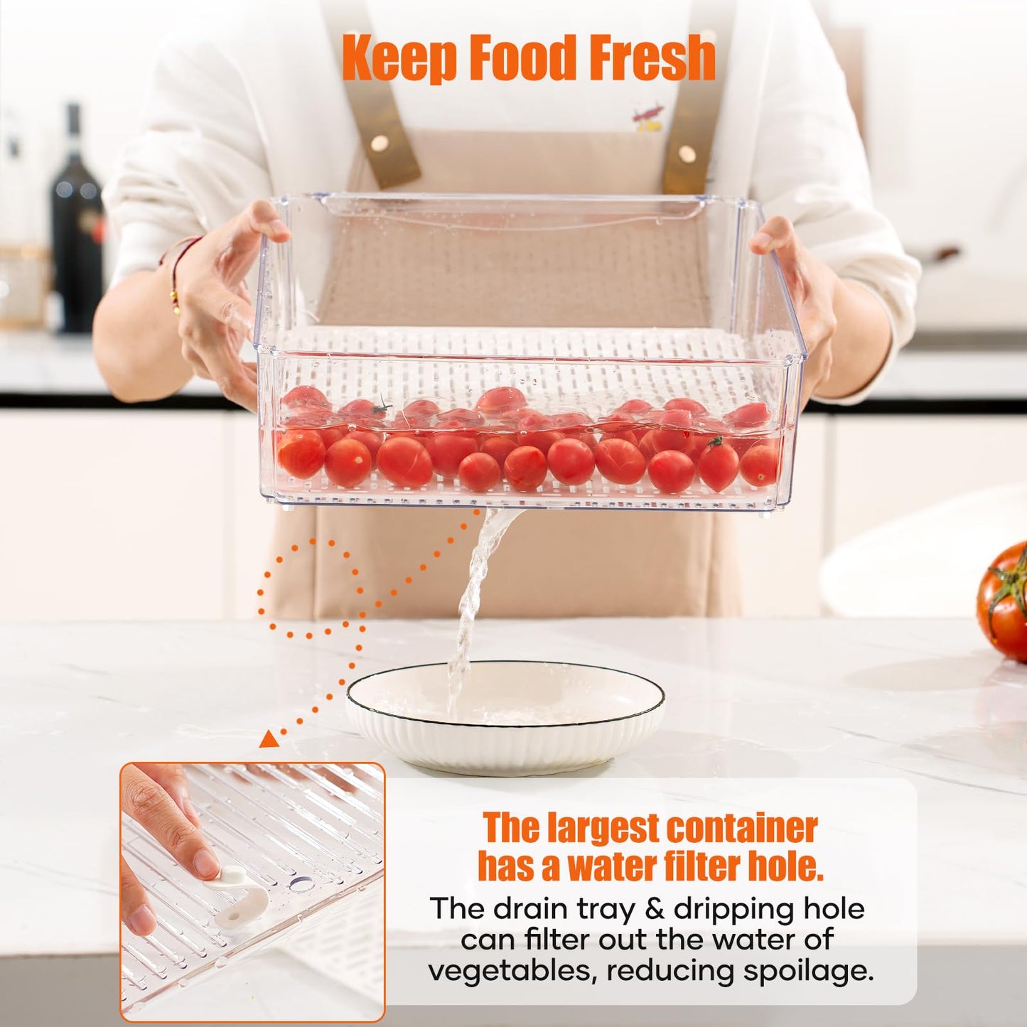 10-Pack Fridge Organizers and Storage - Stackable Refrigerator Bins with Lids, BPA-Free Clear Food Storage Bins, Saver Containers for Vegetables, Cereals, Fruits, Suitalble for Kitchen, Cabinets