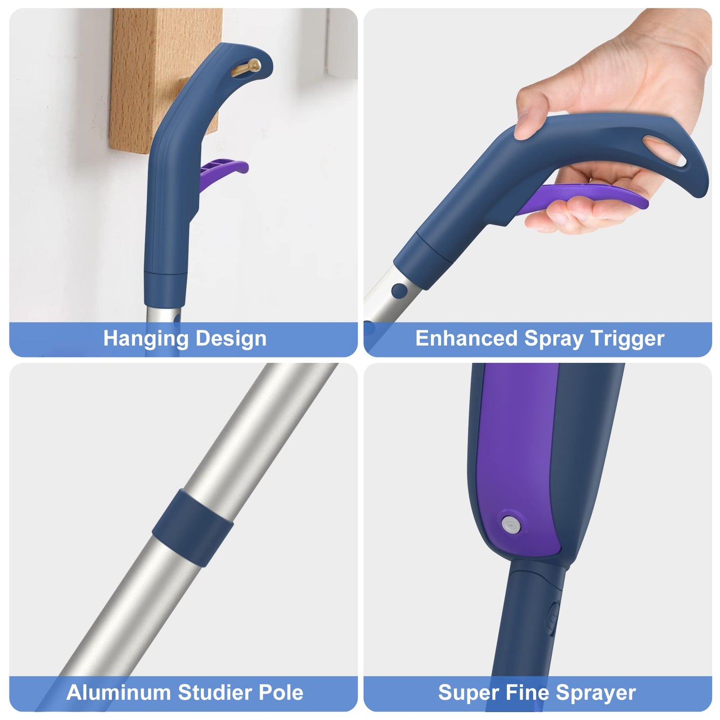 Spray Wet Dry Mops for Floor Cleaning - MEXERRIS Microfiber Hardwood Floor Mop with Spray Dust Dry Flat Mops with 2 Refillable Bottle 4 Pads for Hardwood Laminate Wood Ceramic Vinyl Marble Tile